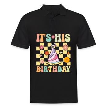 It's His Birthday Groovy Family Matching - Men's Polo Shirt - black - Front - Kai (181cm)
