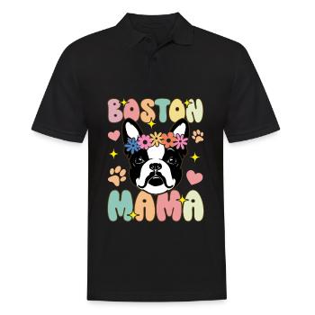 Boston Mom Groovy Boston Terrier Mom - Men's Polo Shirt - black - Front - Kai (181cm)