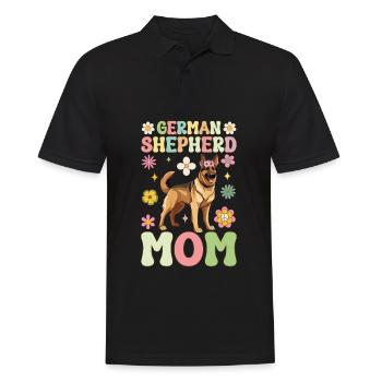 German Shepherd Mom Groovy Dog Mom - Men's Polo Shirt - black - Front - Kai (181cm)
