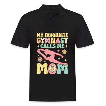 Mein Lieblingsturner nennt mich Mama Groovy Gymnas - Männer Poloshirt - Schwarz - Vorne - Kai (181cm)