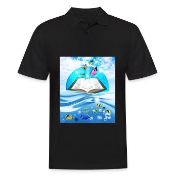 Frutiger Aero Aesthetic Tech Book Butterfly - Männer Poloshirt - Schwarz - Vorne - Kai (181cm)