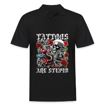 Les tatouages sont stupides drôles anti-tatouage crâne rose - Polo Homme - noir - Devant - Kai (181cm)