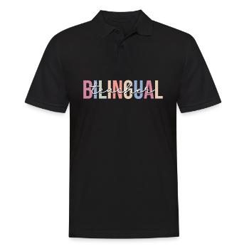 Zweisprachig - Männer Poloshirt - Schwarz - Vorne - Kai (181cm)