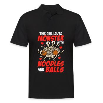 Das fliegende Spaghettimonster - Männer Poloshirt - Schwarz - Vorne - Kai (181cm)