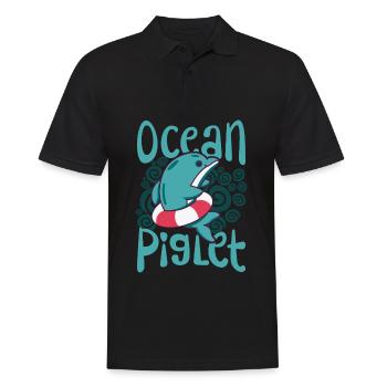 Drôle de dauphin amoureux de l’océan cochon d’art f - Polo Homme - noir - Devant - Kai (181cm)