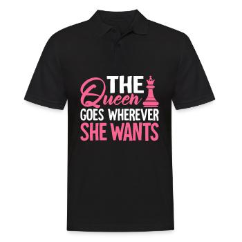 Lustiger Schachspieler Schachfigur Dame geht wohin - Männer Poloshirt - Schwarz - Vorne - Kai (181cm)