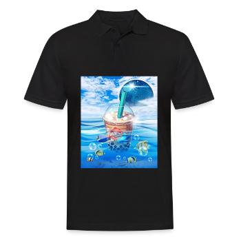 Frutiger Aero Aesthetic Tech Bubble Tea Boba Milkt - Männer Poloshirt - Schwarz - Vorne - Kai (181cm)