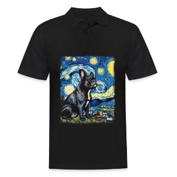 Bouledogue français Frenchie Chien Nuit étoilée - Polo Homme - noir - Devant - Kai (181cm)