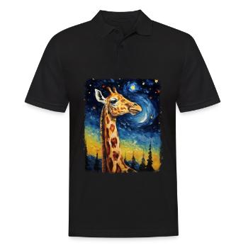 Girafe Animal Nuit étoilée Peinture - Polo Homme - noir - Devant - Kai (181cm)