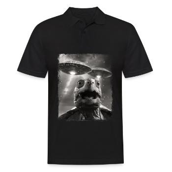 Turtle Sea Turtle UFO Alien Außerirdis - Men's Polo Shirt - black - Front - Kai (181cm)