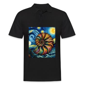 Ammonit Fossil Paläontologe Sternennacht Malerei - Männer Poloshirt - Schwarz - Vorne - Kai (181cm)