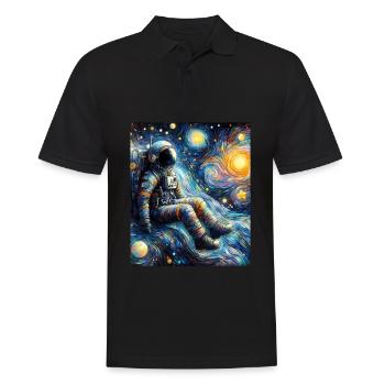 astronaute planète spatiale nuit étoilée peinture - Polo Homme - noir - Devant - Kai (181cm)