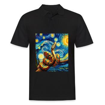 Ball Python Snake Starry Night Painting - Men's Polo Shirt - black - Front - Kai (181cm)