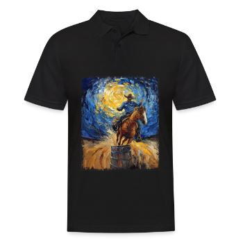 Barrel Racer Barrel Racing Rodeo Starry Night Male - Polo Homme - noir - Devant - Kai (181cm)