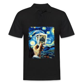 Blackjack Glücksspiel Karten Sternennacht Malerei - Männer Poloshirt - Schwarz - Vorne - Kai (181cm)