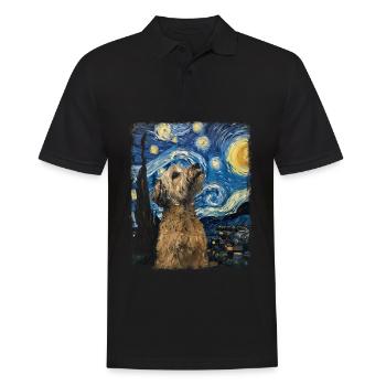 Wheaten Terrier Hund Sternennacht Gemälde - Männer Poloshirt - Schwarz - Vorne - Kai (181cm)