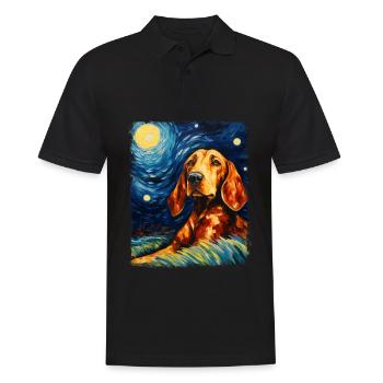 Coonhound Dog Starry Night Painting - Men's Polo Shirt - black - Front - Kai (181cm)