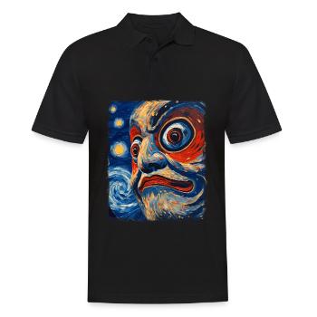Daruma Doll Japan Starry Night Painting - Men's Polo Shirt - black - Front - Kai (181cm)