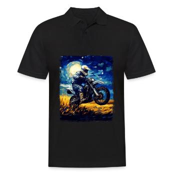 moto tout-terrain motocross moto tout-terrain motard nuit étoilée - Polo Homme - noir - Devant - Kai (181cm)