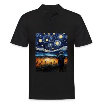 Chasse aux canards Chasseur de canards Peinture de nuit étoilée - Polo Homme - noir - Devant - Kai (181cm)