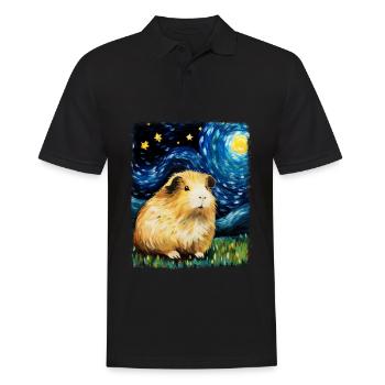 Cochon d’Inde Animal de compagnie Nuit étoilée Peinture - Polo Homme - noir - Devant - Kai (181cm)