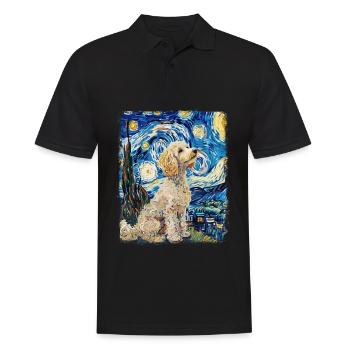 Poodle Dog Starry Night Painting - Men's Polo Shirt - black - Front - Kai (181cm)