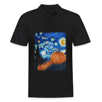 Kürbis-Sternschnuppen-Malerei - Männer Poloshirt - Schwarz - Vorne - Kai (181cm)