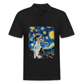 Rat Terrier Chien Nuit Étoilée Peinture - Polo Homme - noir - Devant - Kai (181cm)