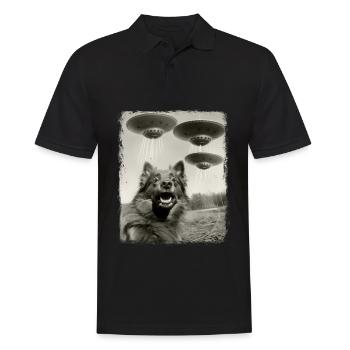 Keeshond chien OVNI Alien Alien Selfie - Polo Homme - noir - Devant - Kai (181cm)