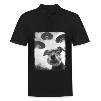 Miniature Schnauzer Dog UFO Alien Alien Selfi - Men's Polo Shirt - black - Front - Kai (181cm)
