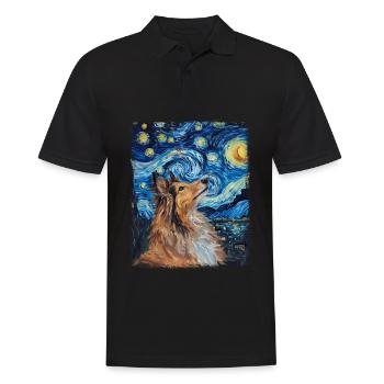 Shetland Sheepdogs Dog Starry Night Painting - Men's Polo Shirt - black - Front - Kai (181cm)