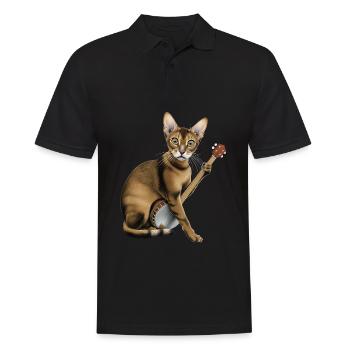 Oriental Shorthair Cat Bluegrass Banjo Games - Men's Polo Shirt - black - Front - Kai (181cm)