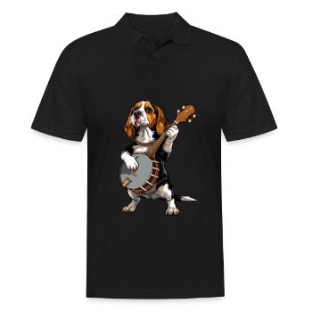 Beagle Dog Joueur de banjo bluegrass - Polo Homme - noir - Devant - Kai (181cm)