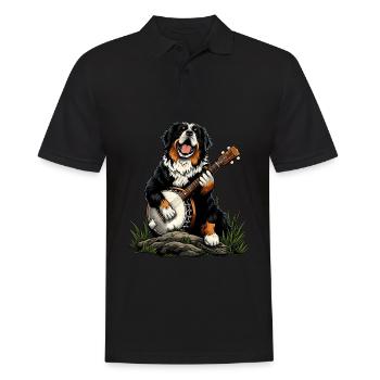Bouvier Bernois Joueur de Banjo Bluegrass - Polo Homme - noir - Devant - Kai (181cm)