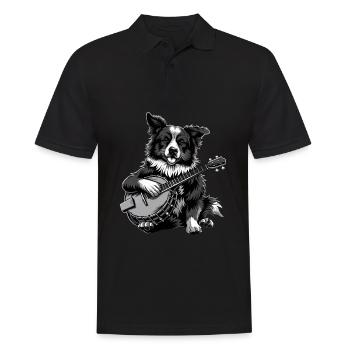 Border Collies Chien Joueur de Banjo Bluegrass - Polo Homme - noir - Devant - Kai (181cm)