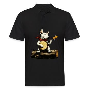 Bull Terrier Chien Joueur de banjo Bluegrass - Polo Homme - noir - Devant - Kai (181cm)