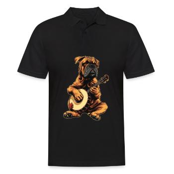 Bullmastiff Chien Joueur de Banjo Bluegrass - Polo Homme - noir - Devant - Kai (181cm)