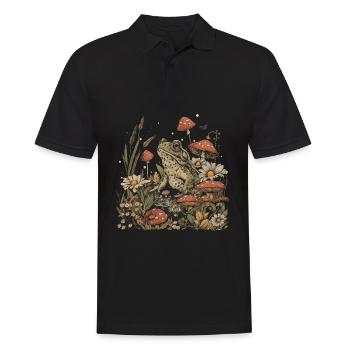 Cottagecore Aesthetic Frog Mushroom Vintage Gobli - Men's Polo Shirt - black - Front - Kai (181cm)