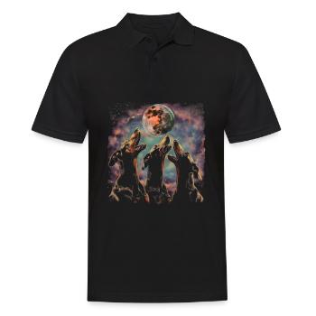 Doberman Dog Howling Moon - Men's Polo Shirt - black - Front - Kai (181cm)