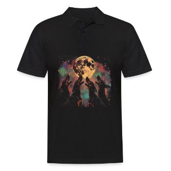 Dobermann Hund Heulender Mond - Männer Poloshirt - Schwarz - Vorne - Kai (181cm)