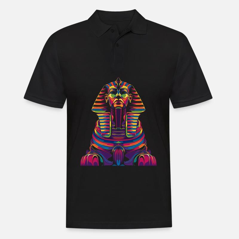 Chat Sphynx Pharaon Égypte Pop Art - Polo Homme - noir