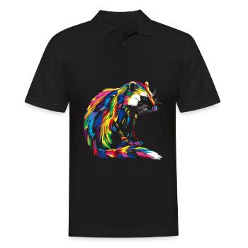 Stinktier Tier Popart - Männer Poloshirt - Schwarz - Vorne - Kai (181cm)