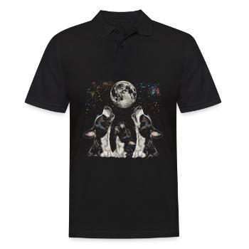 Boston Terrier Dog Howling Moon - Men's Polo Shirt - black - Front - Kai (181cm)