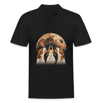 Brittany Spaniel Chien Lune Hurlante - Polo Homme - noir - Devant - Kai (181cm)