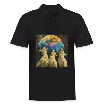 Nymphensittich Papagei Heulender Mond - Männer Poloshirt - Schwarz - Vorne - Kai (181cm)