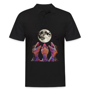 Kammgecko Eidechse Heulender Mond - Männer Poloshirt - Schwarz - Vorne - Kai (181cm)