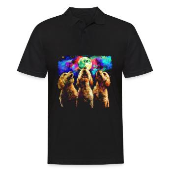 Golden Doodle Goldendoodle Hund Heulender Mond - Männer Poloshirt - Schwarz - Vorne - Kai (181cm)