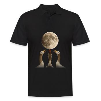 Oie canard lune hurlante - Polo Homme - noir - Devant - Kai (181cm)