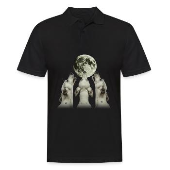Deutsche Dogge Hund Heulender Mond - Männer Poloshirt - Schwarz - Vorne - Kai (181cm)