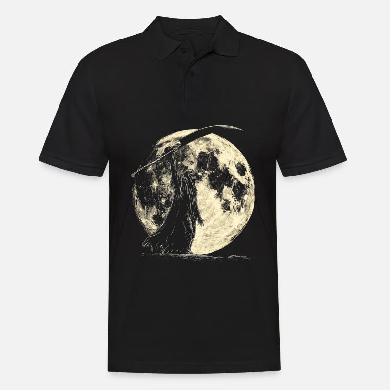 Sensenmann Der Tod Heulender Mond - Männer Poloshirt - Schwarz